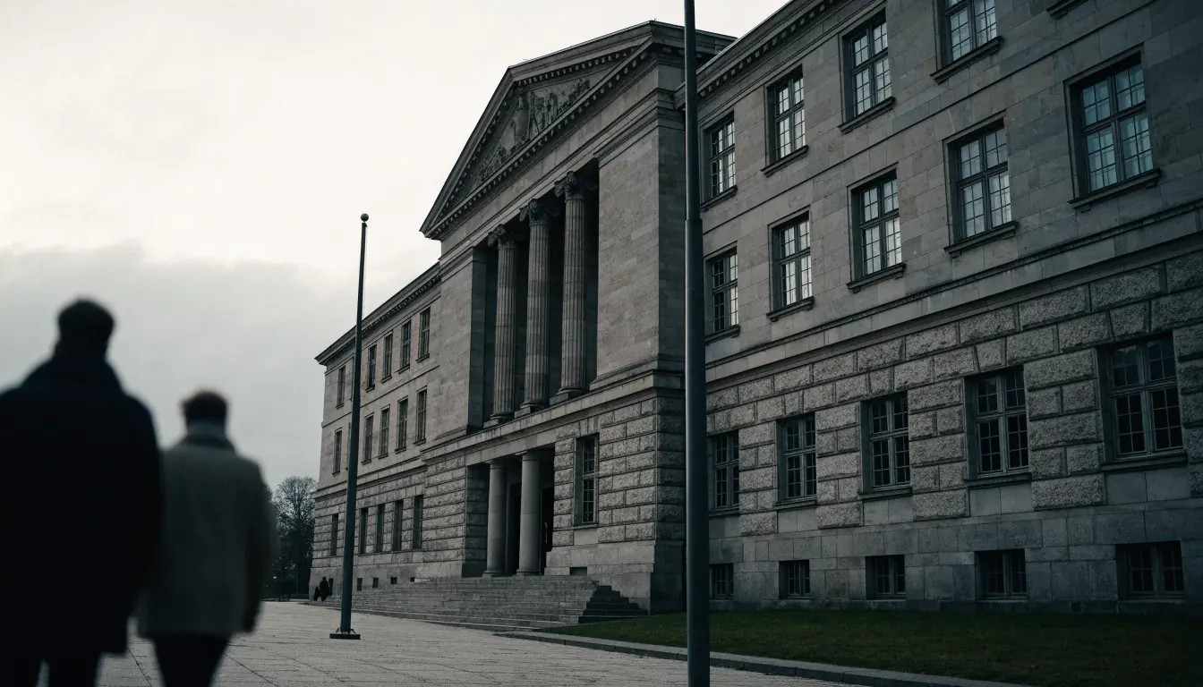 Fasaden til en norsk offentlig bygning i Oslo sett fra torget